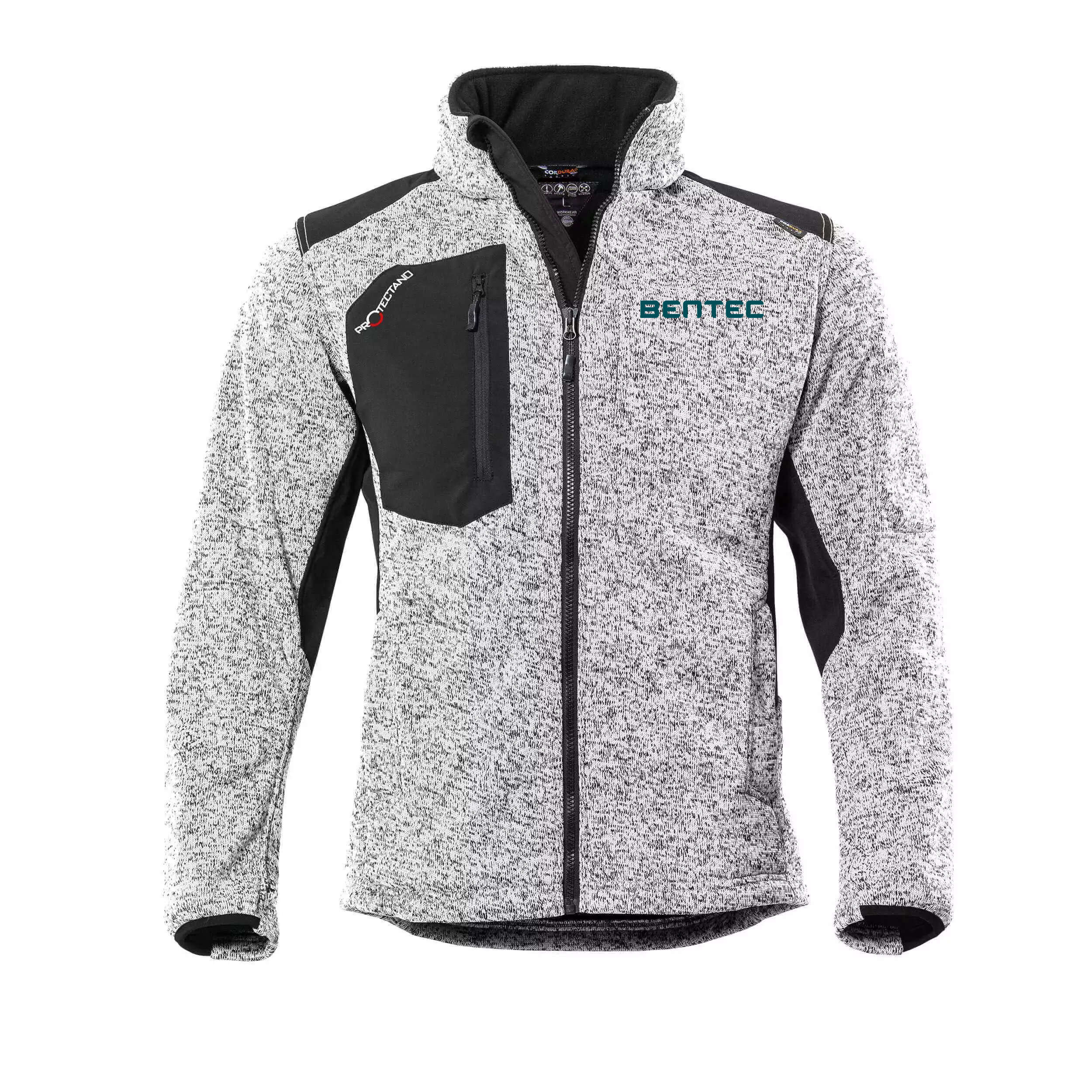 Winter Arbeitsjacke - Strickfleece "Protectano" -weiß meliert-