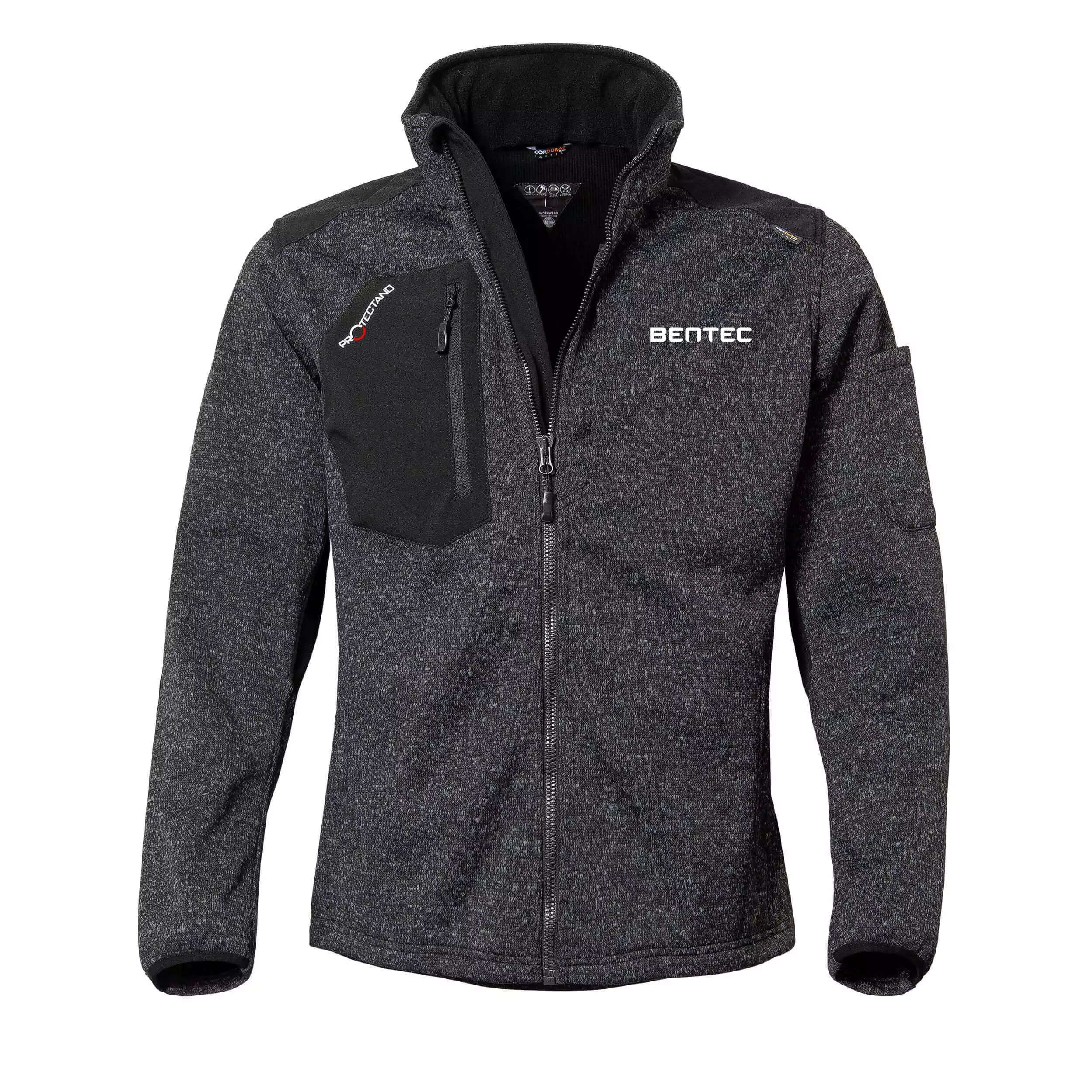 Winter Arbeitsjacke - Strickfleece "Protectano" -schwarz meliert-